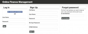 The login page